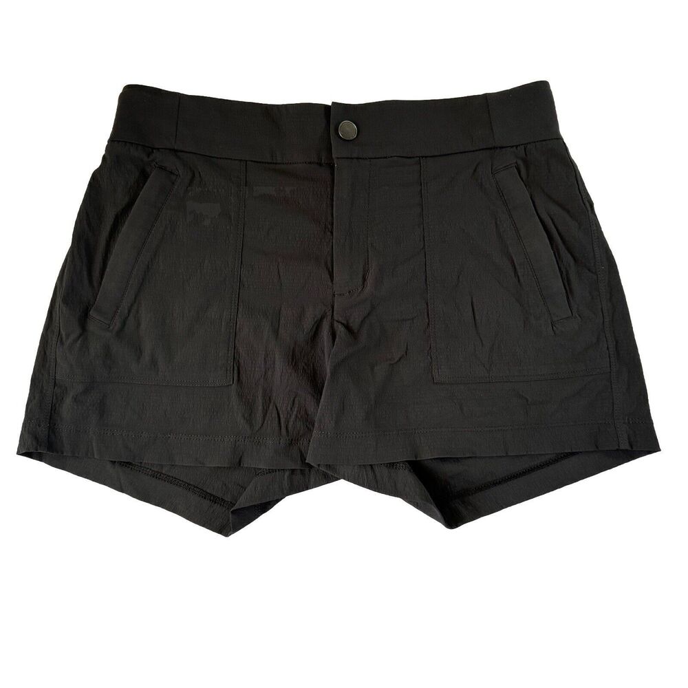 ATHLETA Charcoal NYLON SPANDEX SHORTS WITH ZIPPERED POCKETS SIZE 4